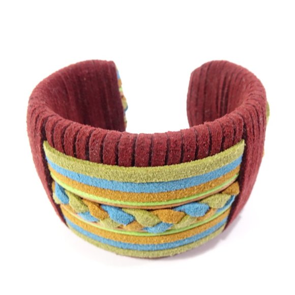DANNIJO Tasha Suede Braided Wide Cuff Bracelet NWOT $325 Burg Blue Green - Picture 7 of 10